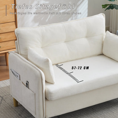 Beige Chenille 2-Seater Sofa with Armrests