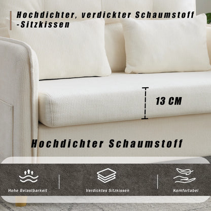 Beige Chenille 2-Seater Sofa with Armrests