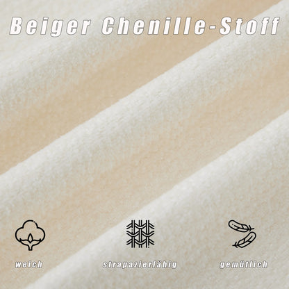 Beige Chenille 2-Seater Sofa with Armrests