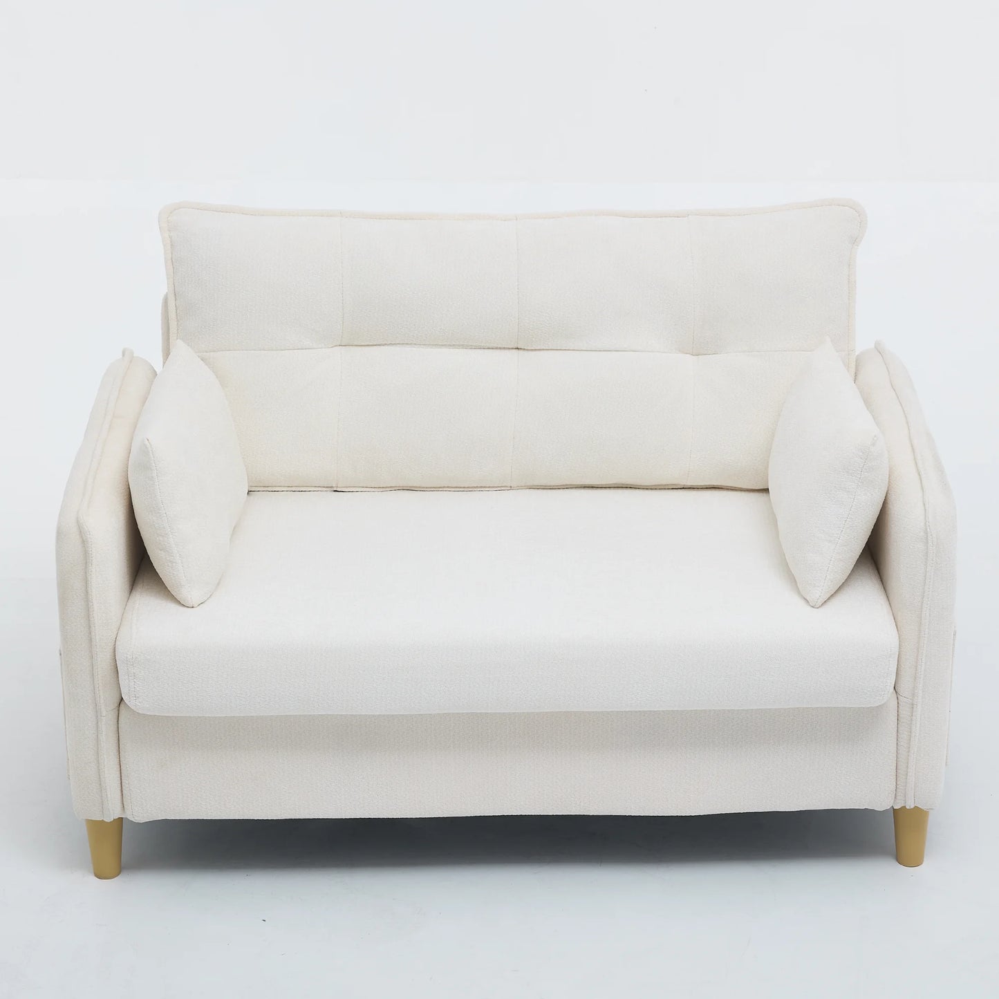 Beige Chenille 2-Seater Sofa with Armrests