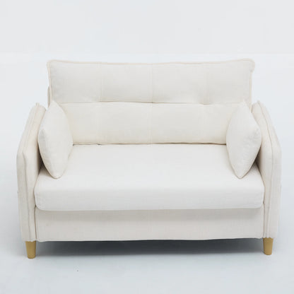 Beige Chenille 2-Seater Sofa with Armrests