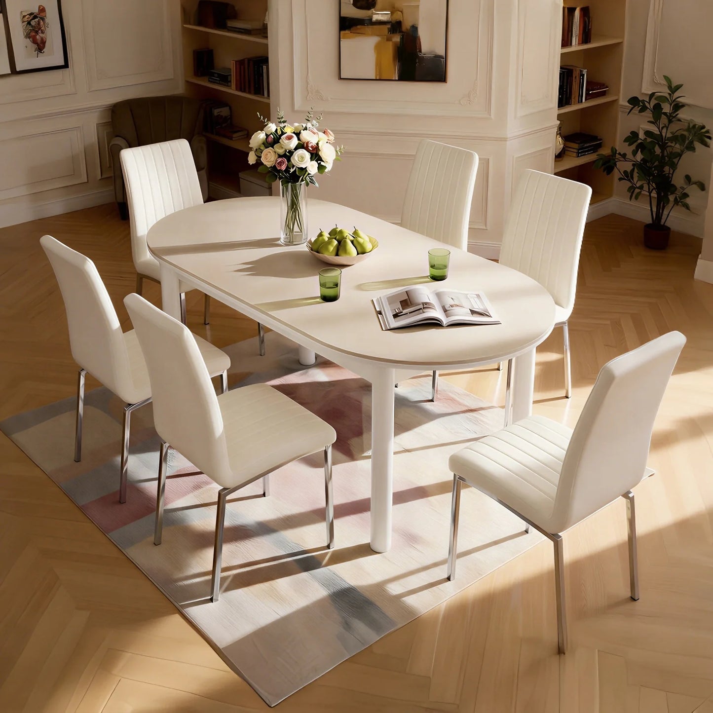 Beige Faux Leather Dining Chairs (Set of 2)