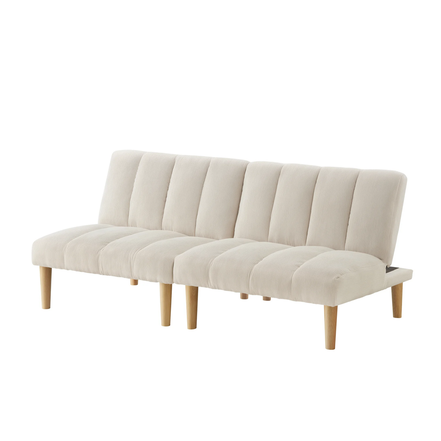 Beige Corduroy 2-Seater Sofa Bed