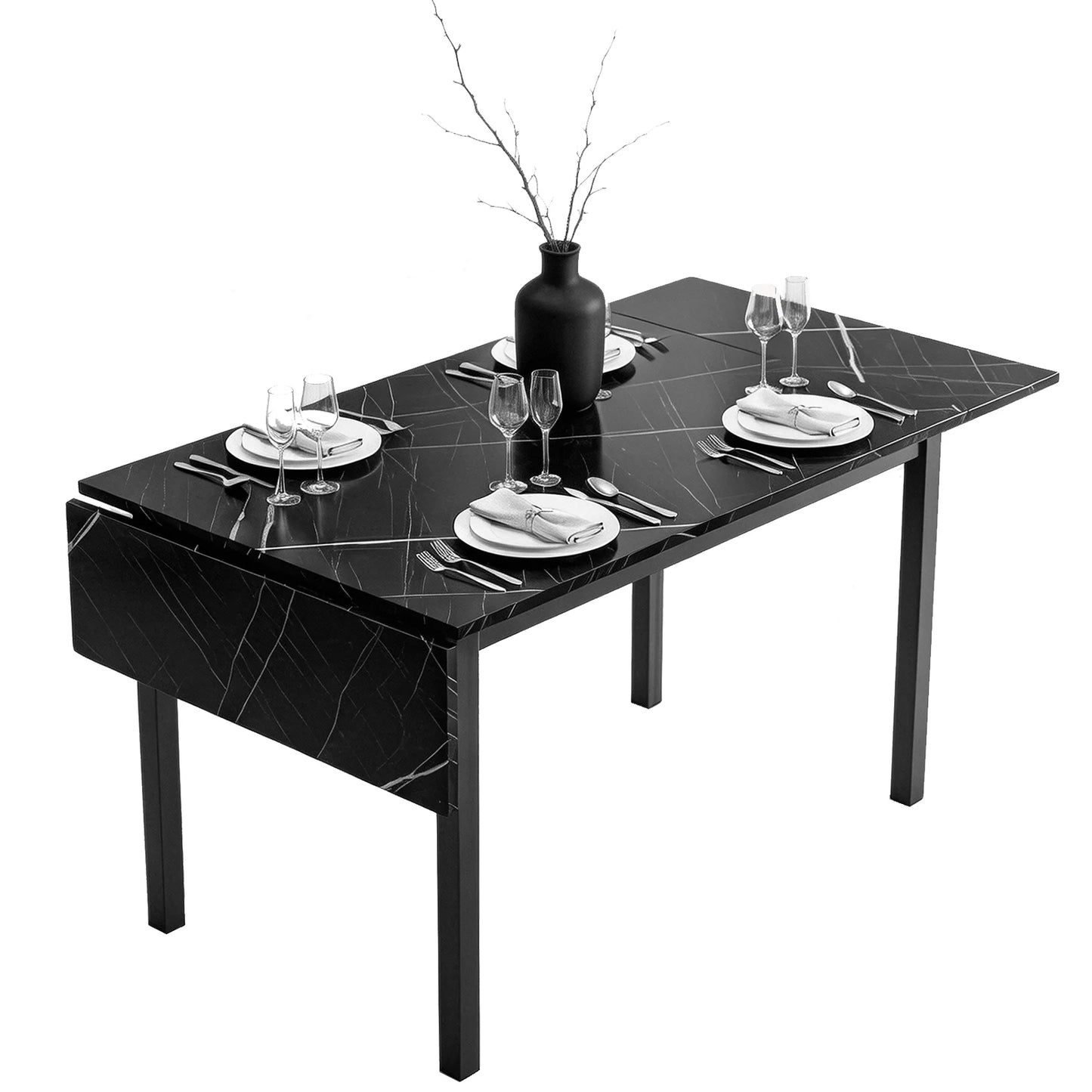 Folding kitchen table for 2–4 people Black