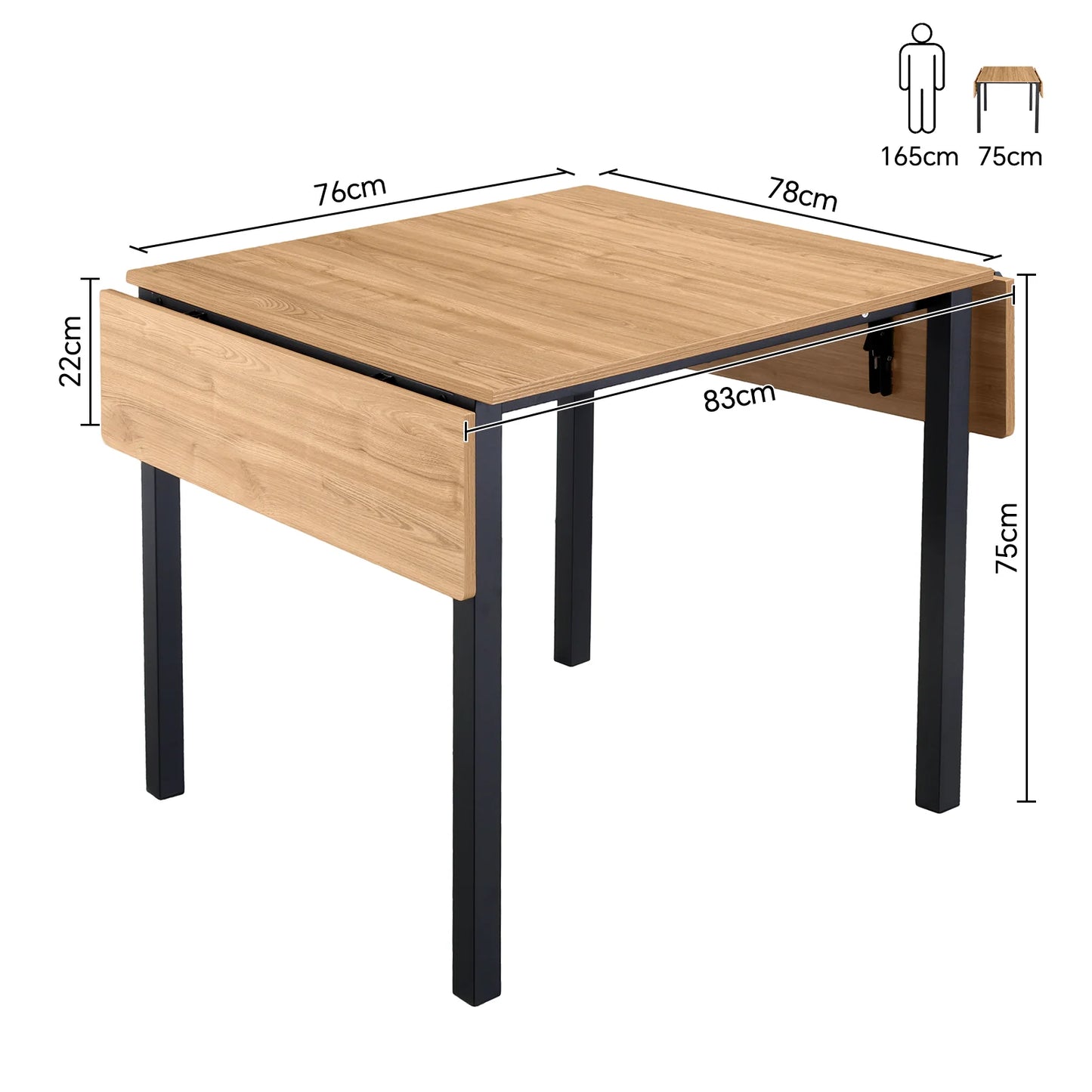 Folding kitchen table for 2–4 people Holzfarbe