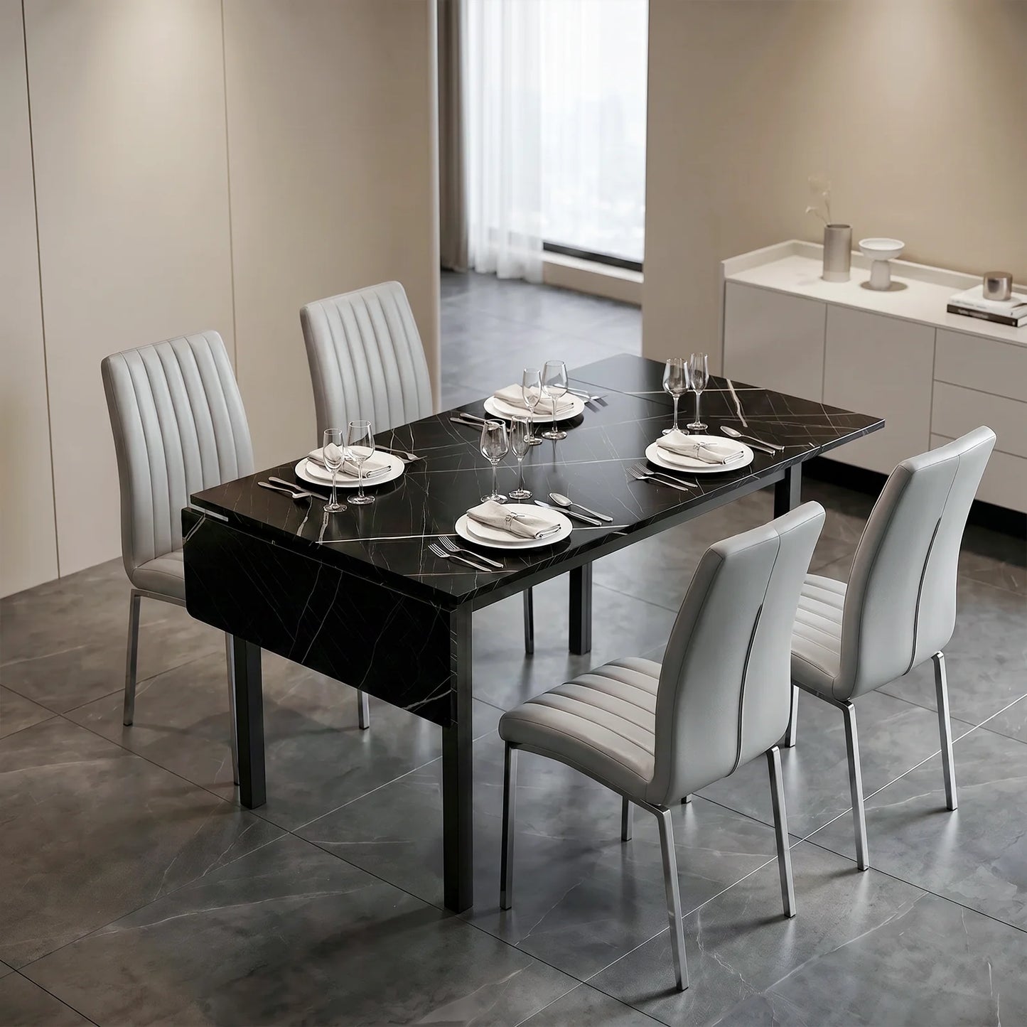 Folding kitchen table for 2–4 people Black