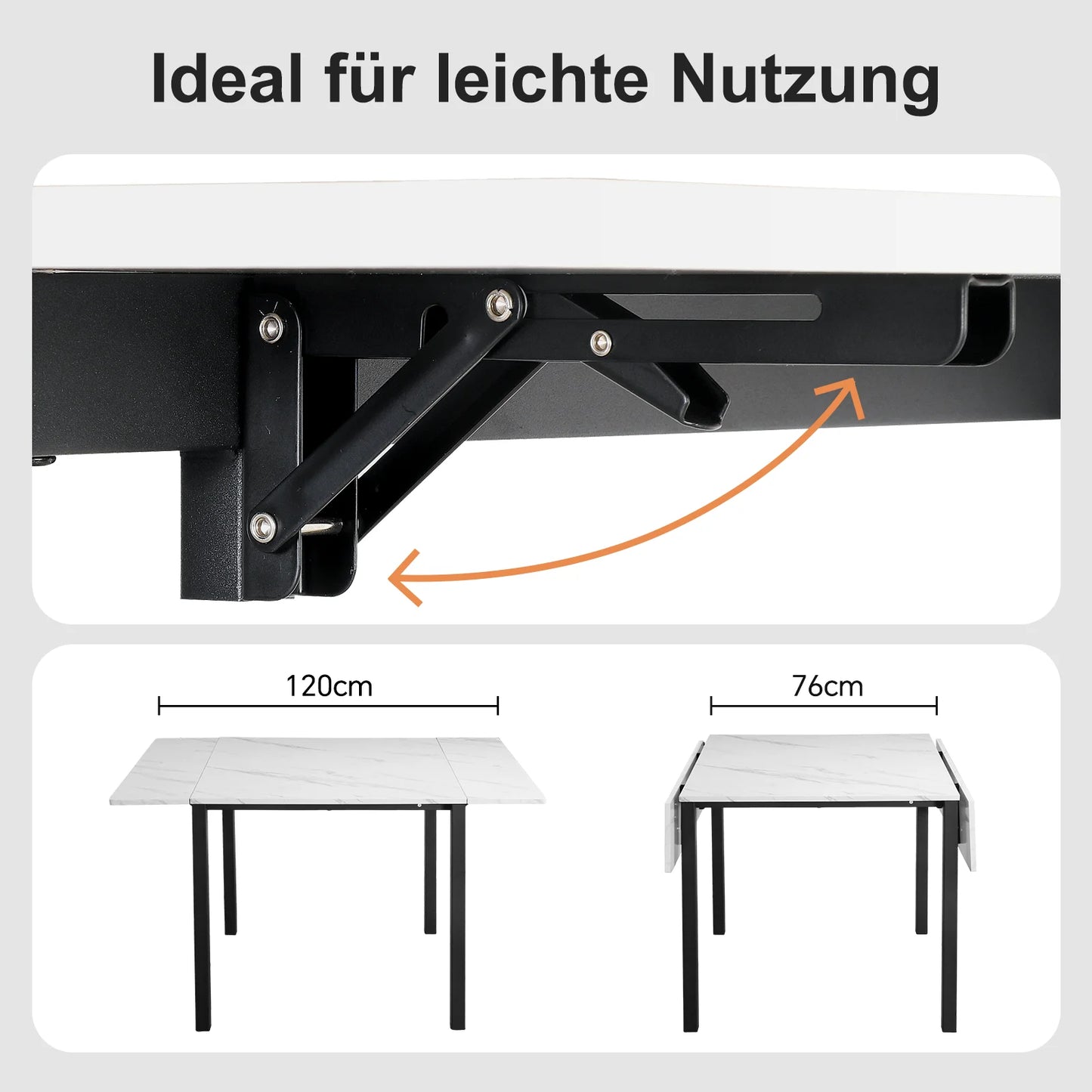 Folding kitchen table for 2–4 people White