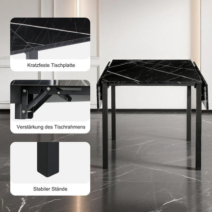 Folding kitchen table for 2–4 people Black
