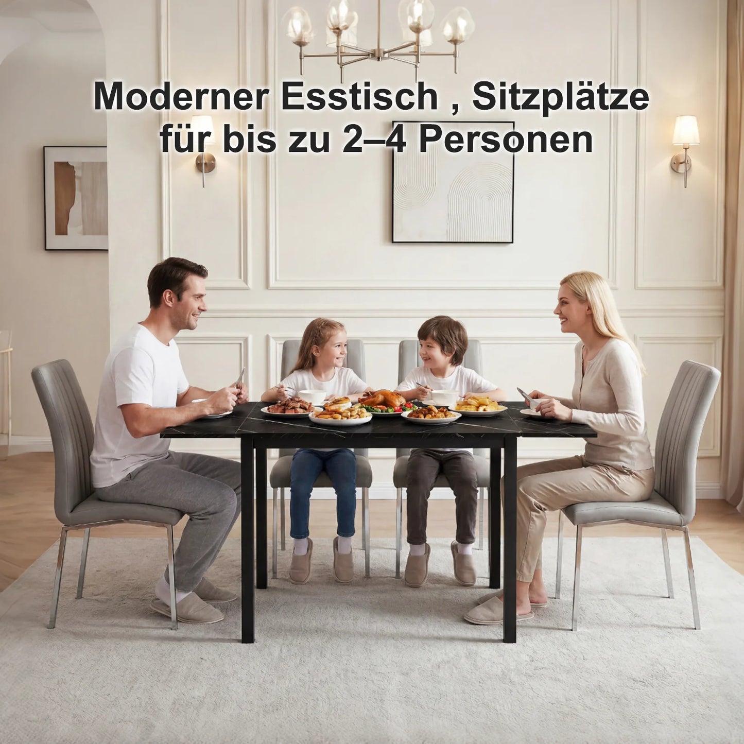 Folding kitchen table for 2–4 people Black