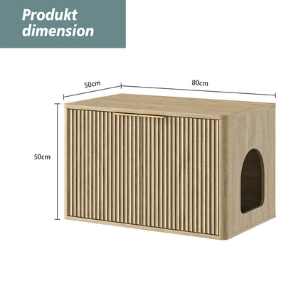 Hidden Cat Litter Box Cabinet with Storage, Natural Wood Look