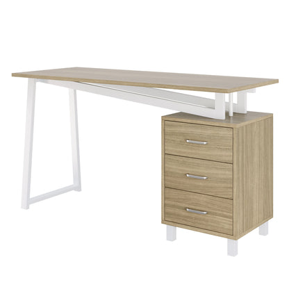 Natural Wood MDF Desk with 3 Drawers