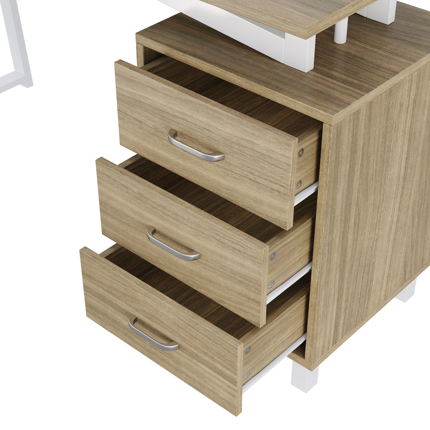 Natural Wood MDF Desk with 3 Drawers