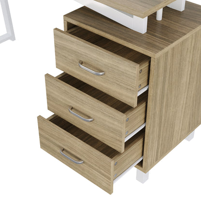 Natural Wood MDF Desk with 3 Drawers