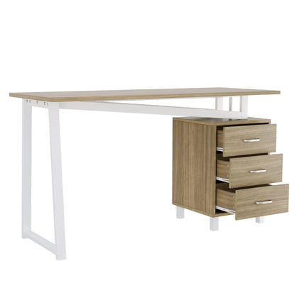 Natural Wood MDF Desk with 3 Drawers