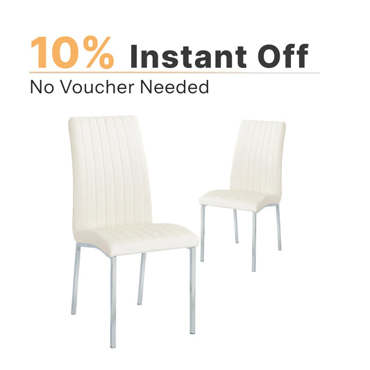 Beige Faux Leather Dining Chairs (Set of 2)