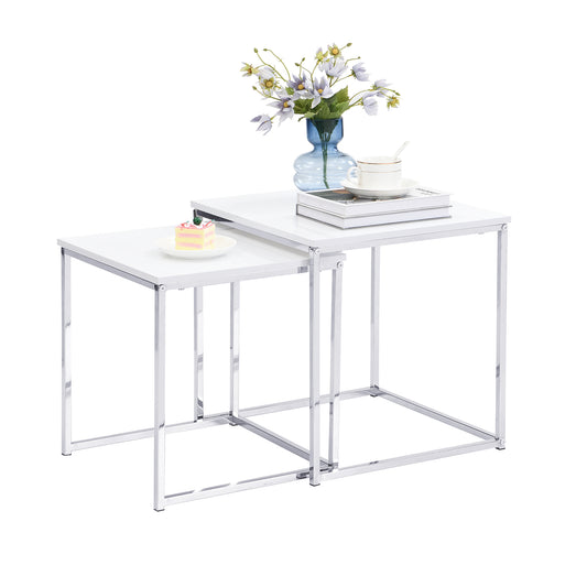 High Gloss White Square Nesting Coffee Tables