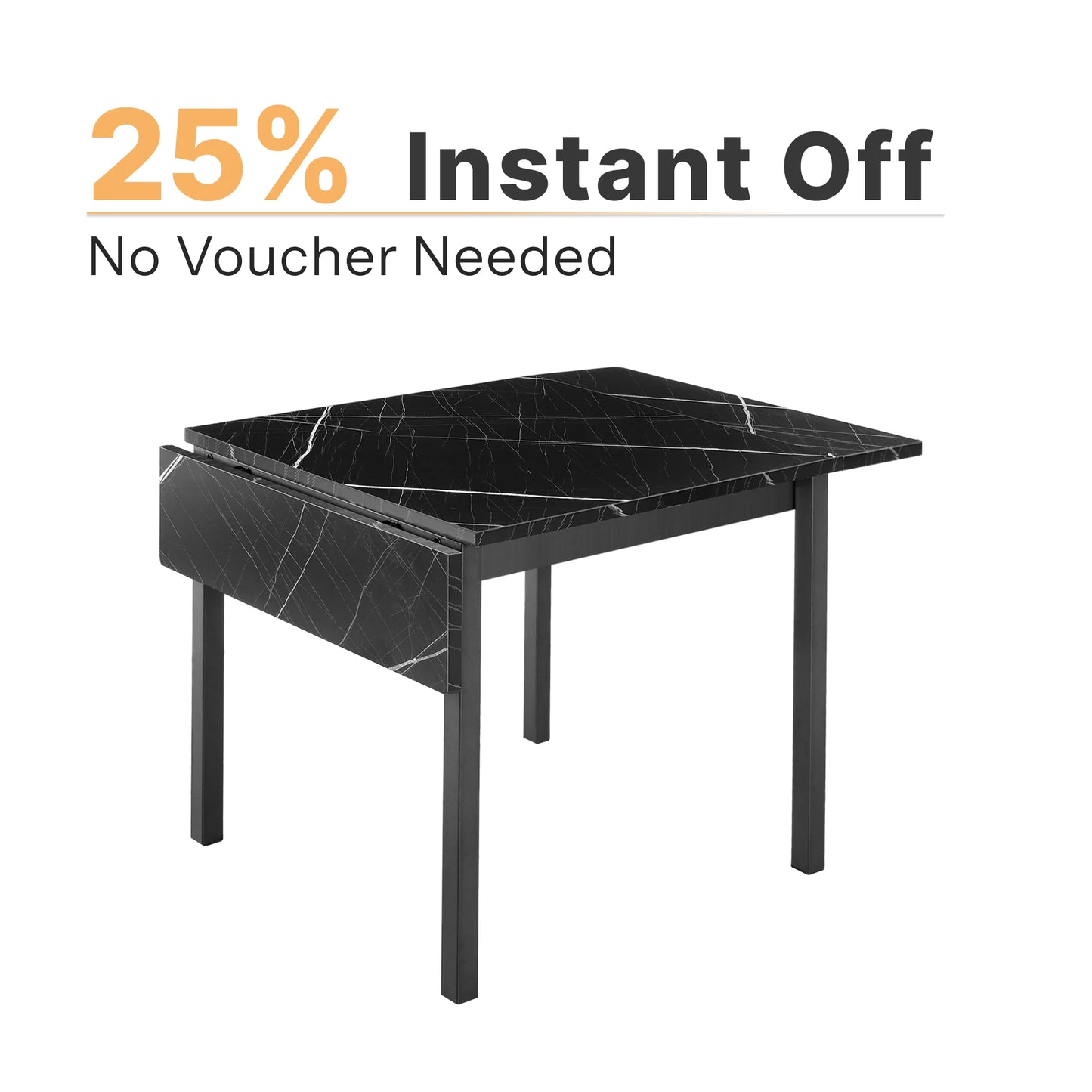 Folding kitchen table for 2–4 people Black
