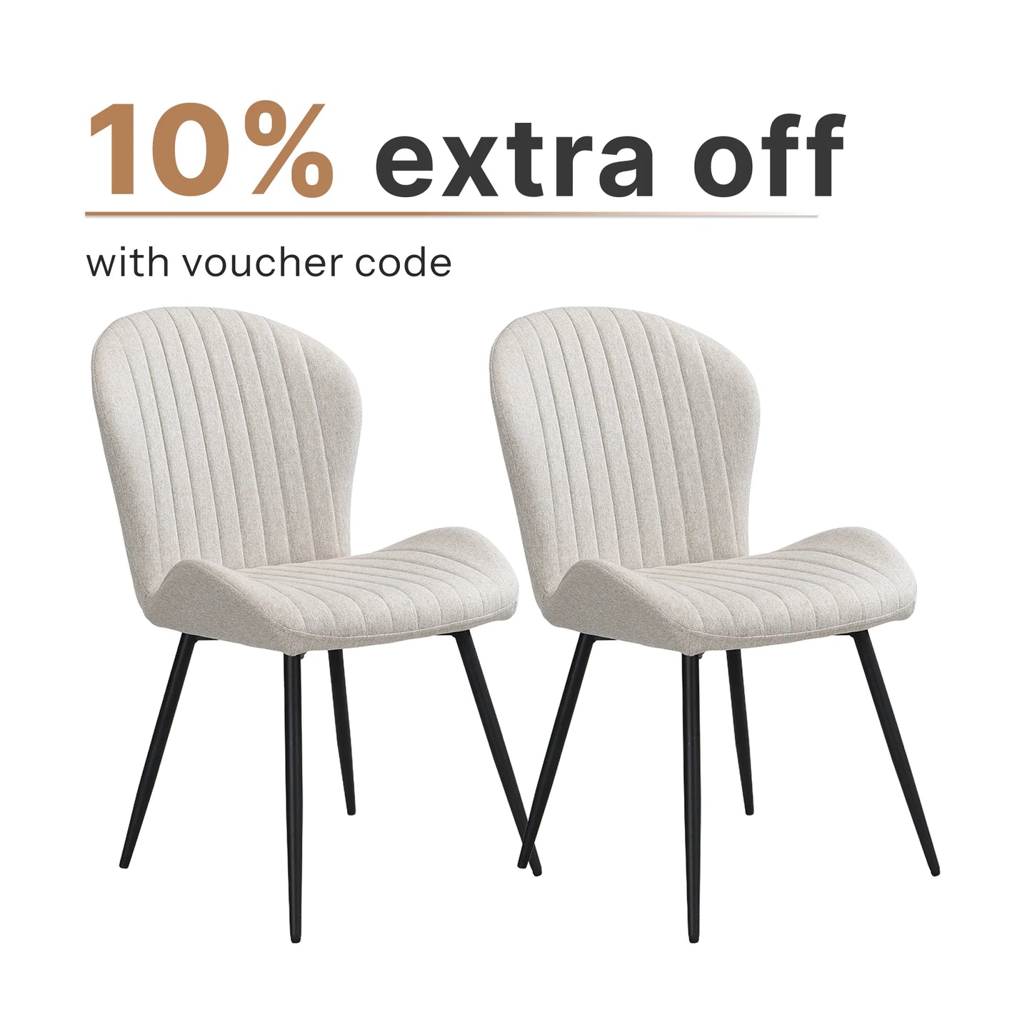 Beige Upholstered Dining Chairs (Set of 2)