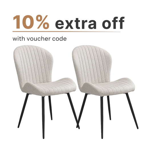 Beige Upholstered Dining Chairs (Set of 2)