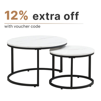 White Round Marble Nesting Coffee Tables