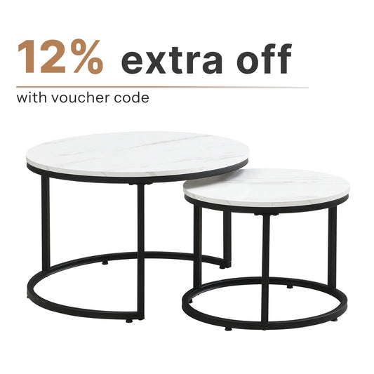 White Round Marble Nesting Coffee Tables