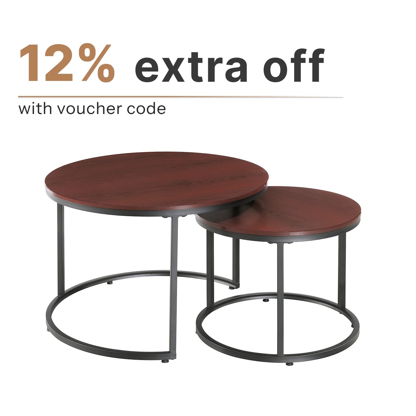 Brown Round Marble Nesting Coffee Tables