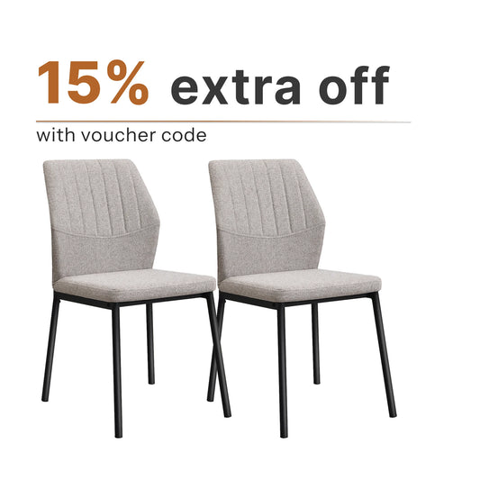 Modern Beige Fabric Dining Chairs (Set of 2)