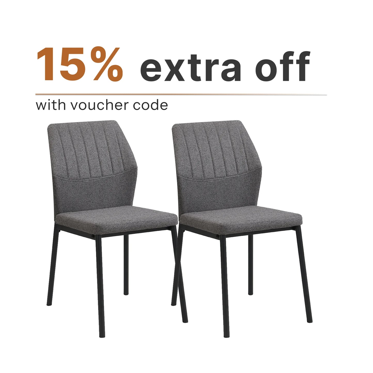 Modern Gray Fabric Dining Chairs (Set of 2)