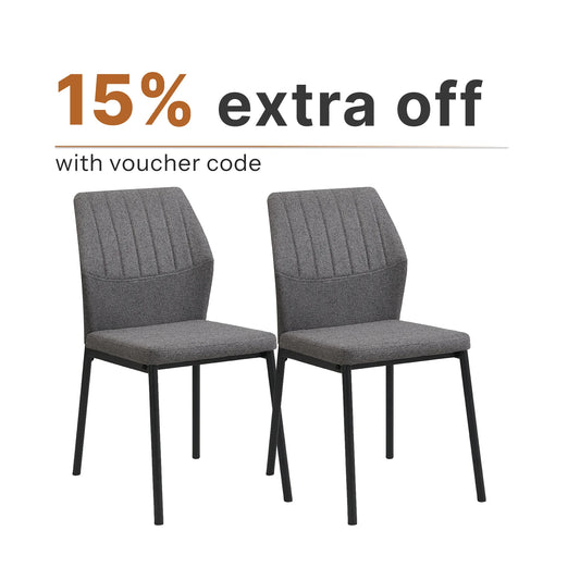 Modern Gray Fabric Dining Chairs (Set of 2)