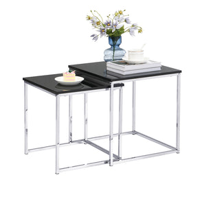 High Gloss Black Square Nesting Coffee Tables