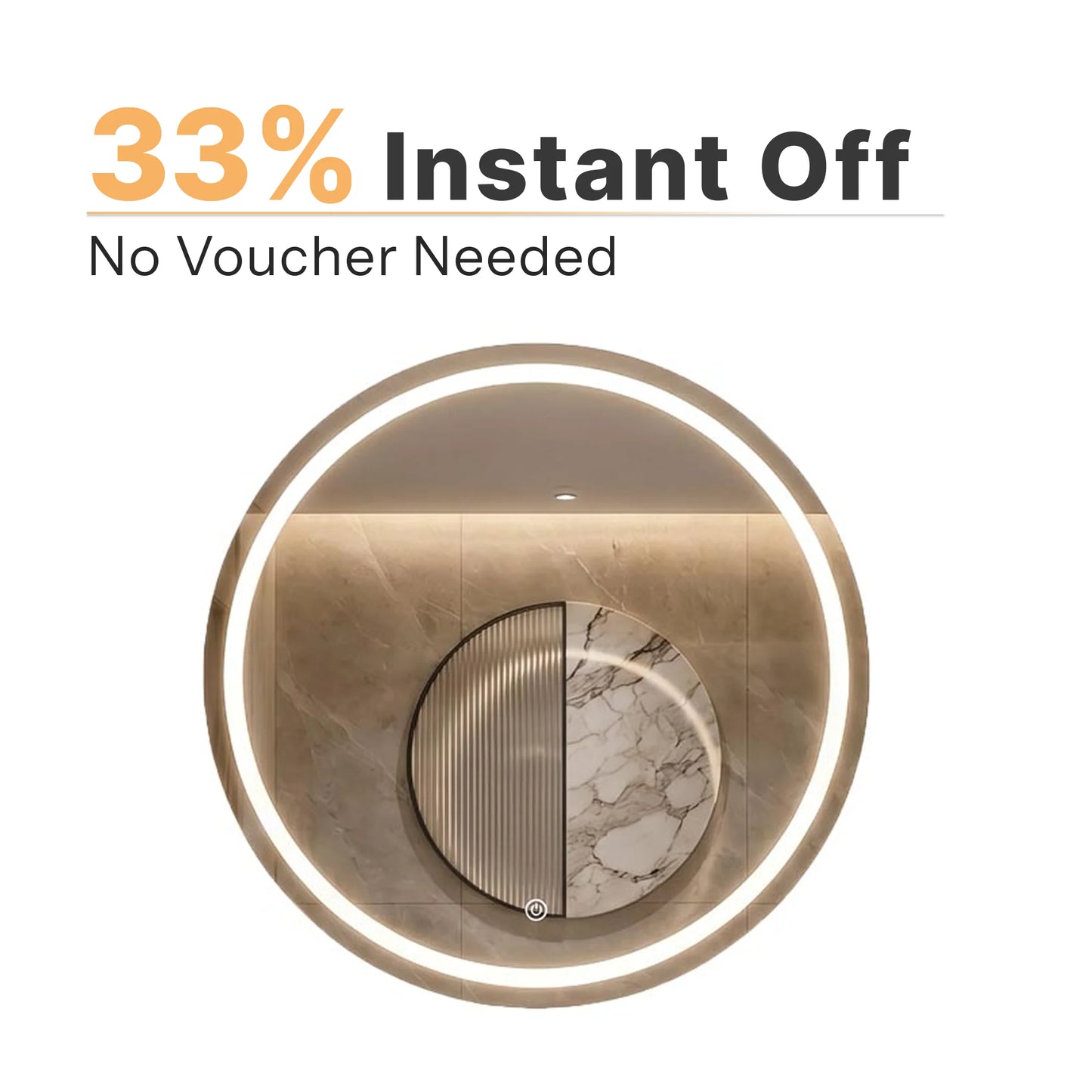 Round Bathroom Mirror with 3 Color Temperature Settings，Diameter 50 cm
