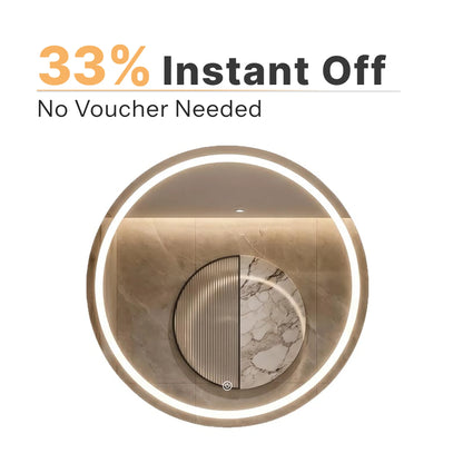 Round Bathroom Mirror with 3 Color Temperature Settings，Diameter 50 cm