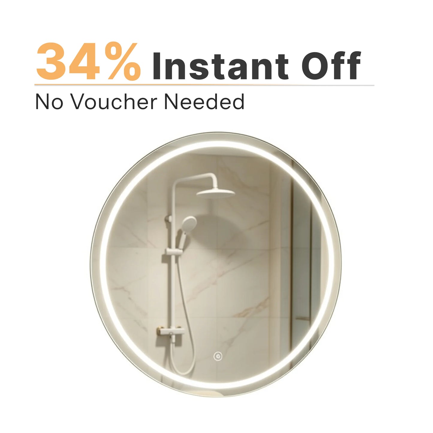 Round Bathroom Mirror with 3 Color Temperature Settings，Diameter 60 cm