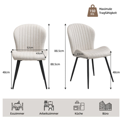Dining Chairs Set of 2, Modern Dining Room Chairs Comfy Backrest Thick Upholstered Kitchen Chairs with Metal Legs,Beige.