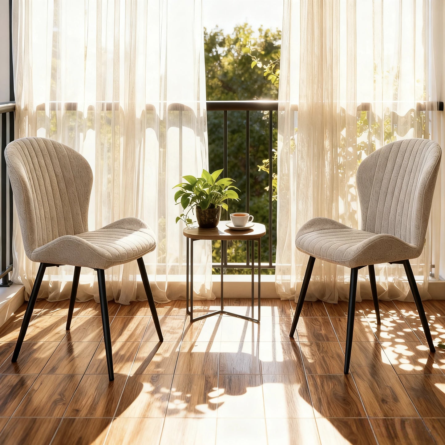 Dining Chairs Set of 2, Modern Dining Room Chairs Comfy Backrest Thick Upholstered Kitchen Chairs with Metal Legs,Beige.