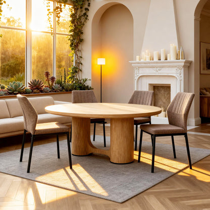 Ergonomic desk chair with contoured backrest and stable metal legs.
Durable dining chair with 150kg weight capacity and rust-resistant frame.