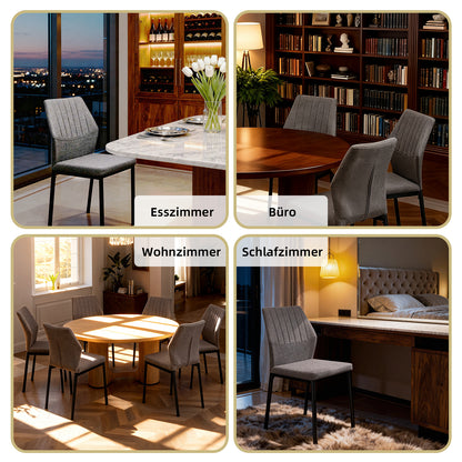 Ergonomic desk chair with contoured backrest and stable metal legs.
Durable dining chair with 150kg weight capacity and rust-resistant frame.