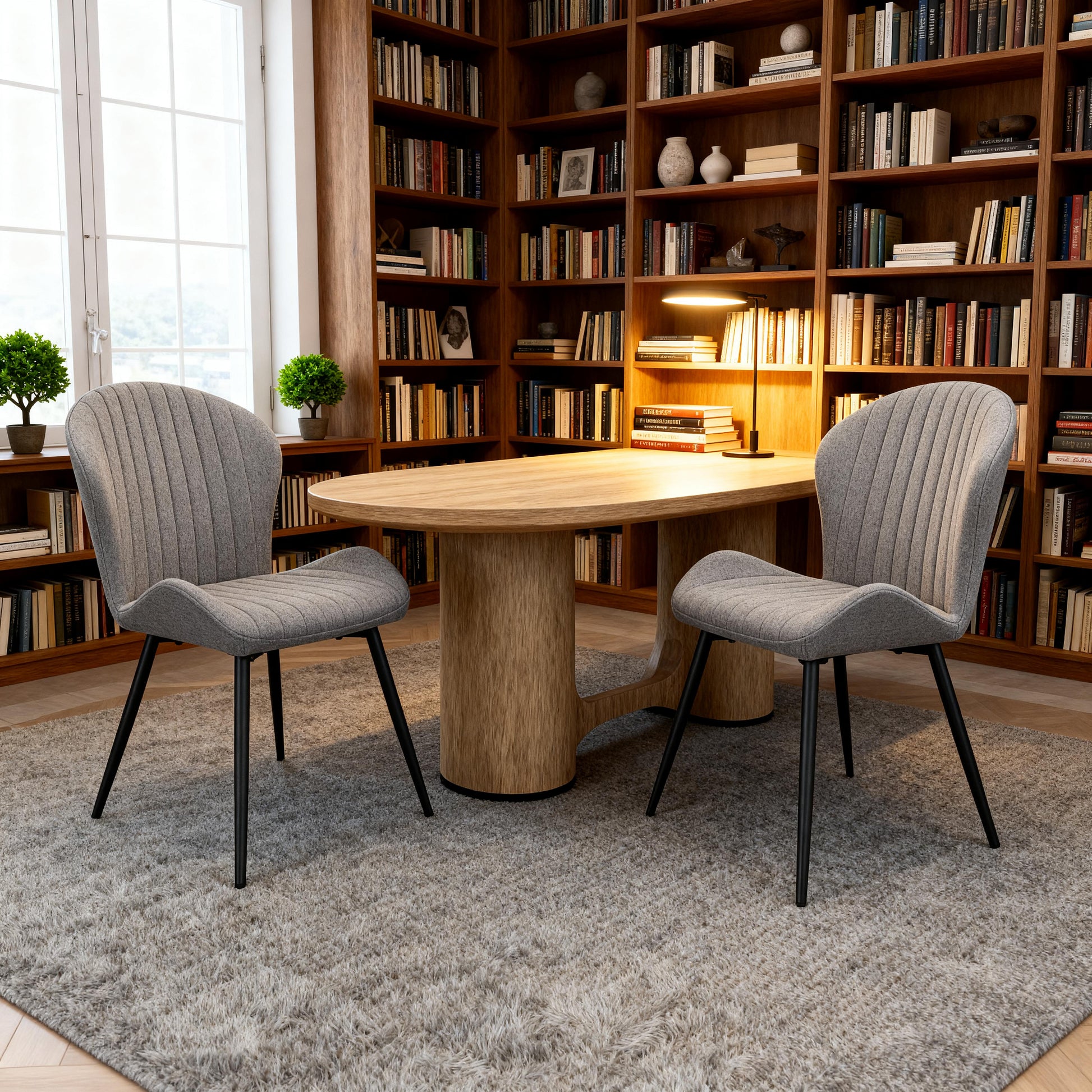 Dining Chairs Set of 2, Modern Dining Room Chairs Comfy Backrest Thick Upholstered Kitchen Chairs with Metal Legs,Gray.