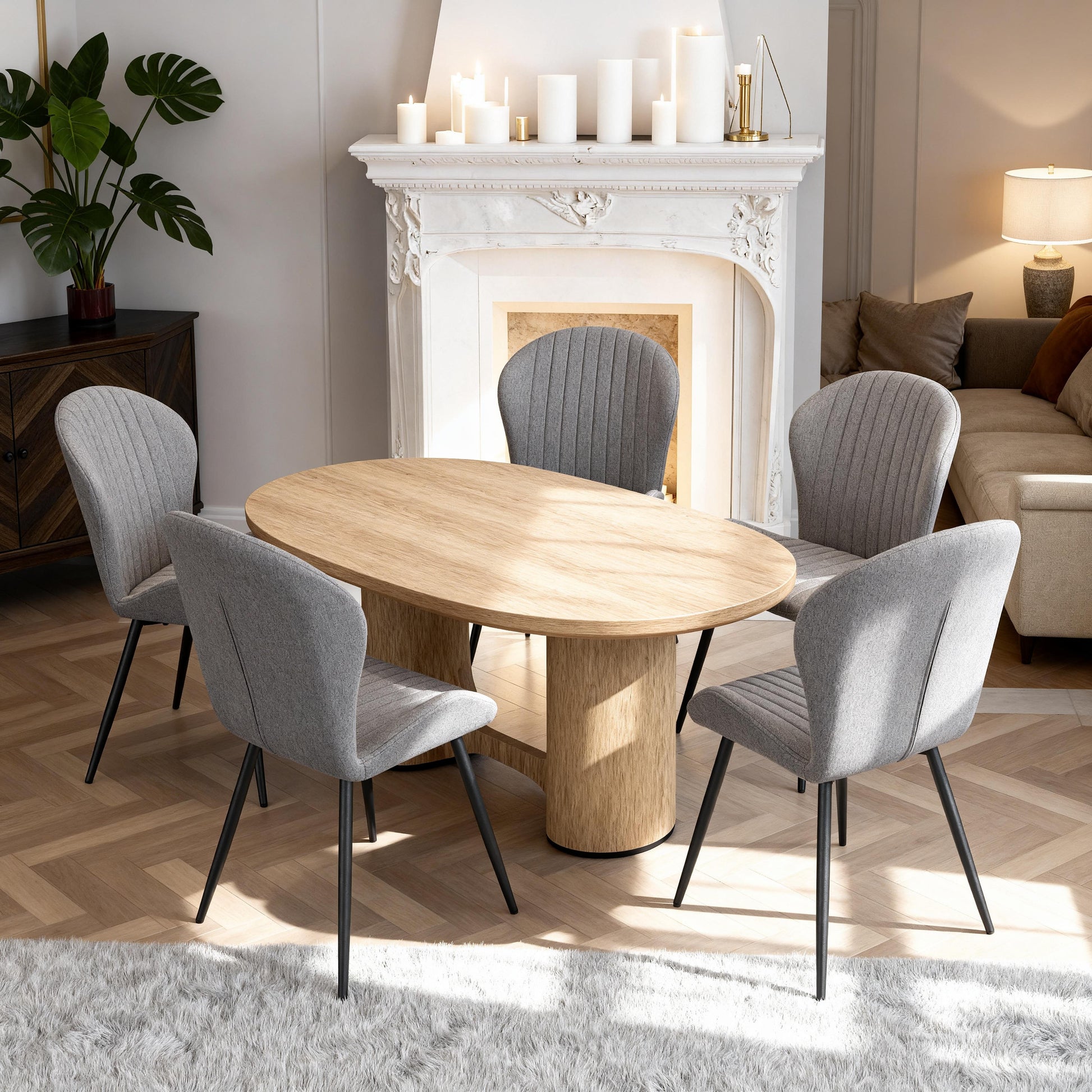 Dining Chairs Set of 2, Modern Dining Room Chairs Comfy Backrest Thick Upholstered Kitchen Chairs with Metal Legs,Gray.