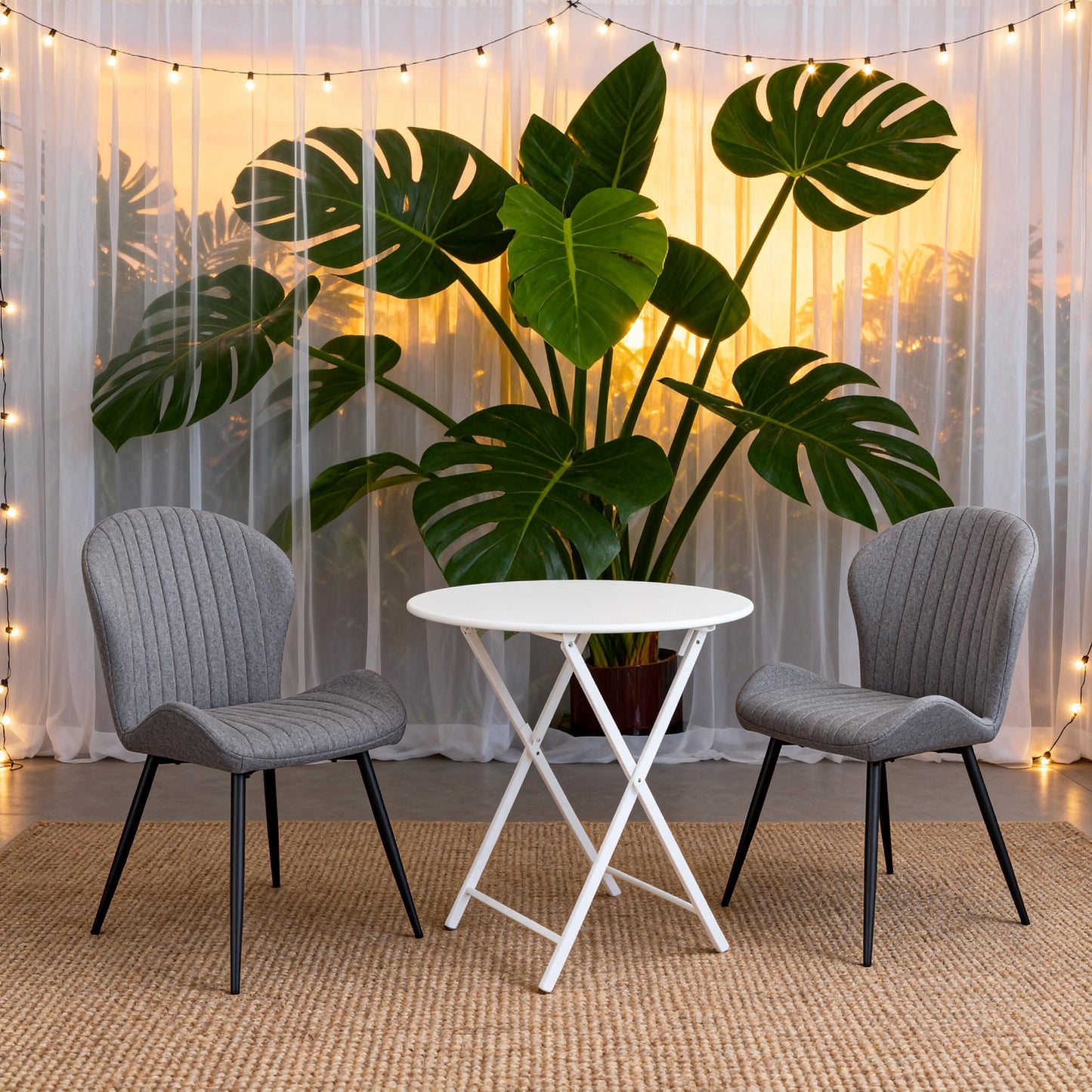 Dining Chairs Set of 2, Modern Dining Room Chairs Comfy Backrest Thick Upholstered Kitchen Chairs with Metal Legs,Gray.