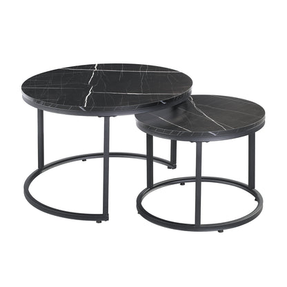 Round Marble Nesting Coffee Tables Black