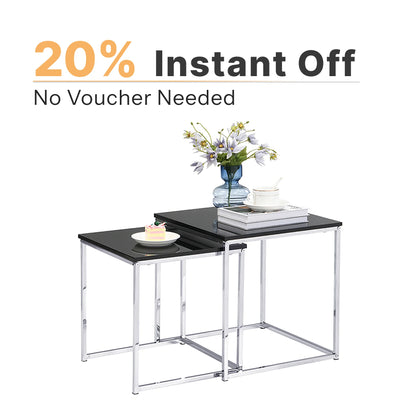 Black Glass  Square Nesting Coffee Tables