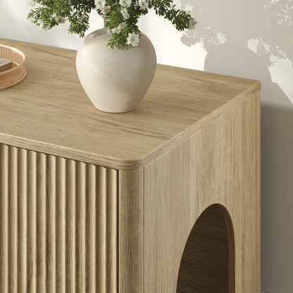 Hidden Cat Litter Box Cabinet with Storage, Natural Wood Look