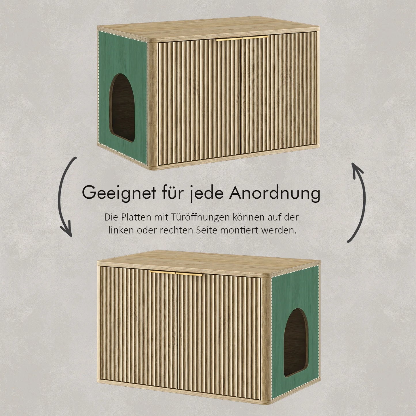 Hidden Cat Litter Box Cabinet with Storage, Natural Wood Look