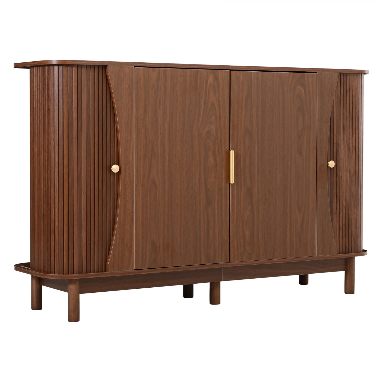 Modern Walnut‑Colored MDF Sideboard 140cm, 2 Sliding Doors