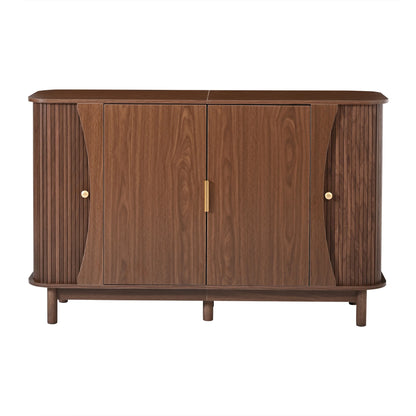 Modern Walnut‑Colored MDF Sideboard 140cm, 2 Sliding Doors