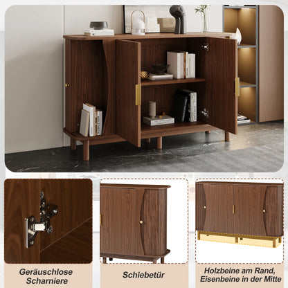 Modern Walnut‑Colored MDF Sideboard 140cm, 2 Sliding Doors