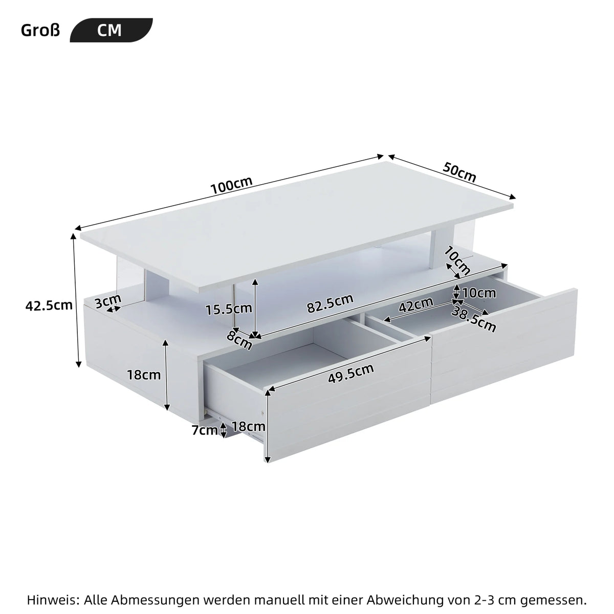 Modern White LED Coffee Table with Storage