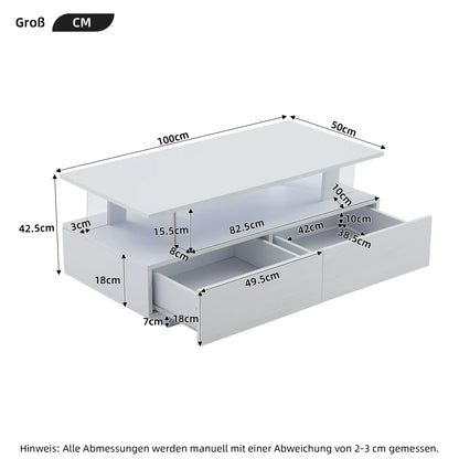 Modern White LED Coffee Table with Storage