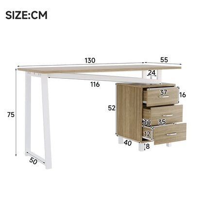 Natural Wood MDF Desk with 3 Drawers